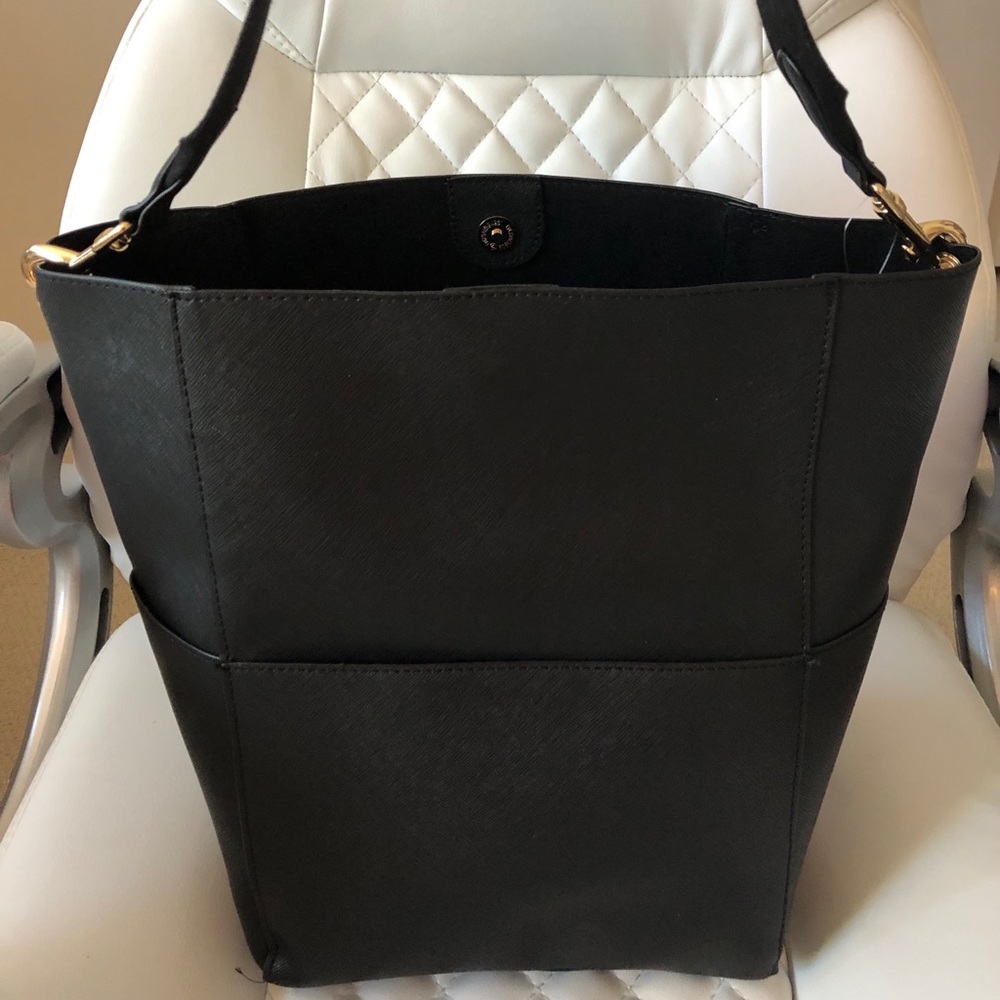 NWT!!! Black Leather Hobo Bucket Bag